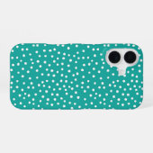 Teal Polka Dot Pattern Phone Case iPhone 16ケース (裏面横)