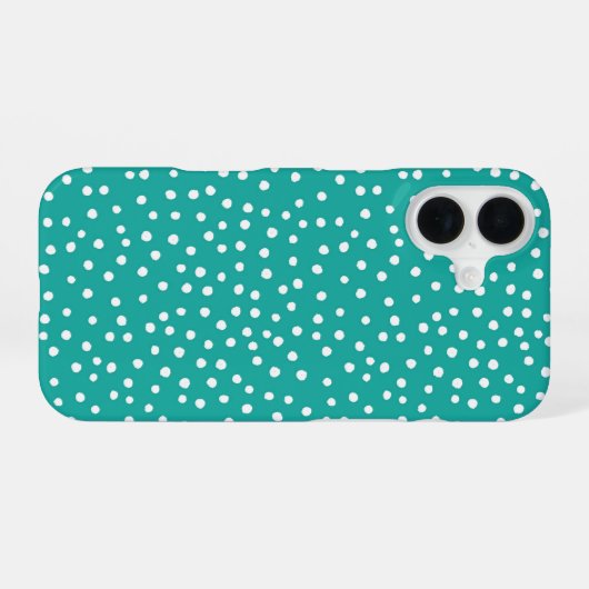 Teal Polka Dot Pattern Phone Case iPhone 16ケース (裏面横)
