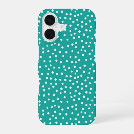 Teal Polka Dot Pattern Phone Case iPhone 16ケース (裏面)