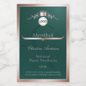 Teal Product Label Rose Gold Frame Logo Monogram フードラベル (シングルラベル)