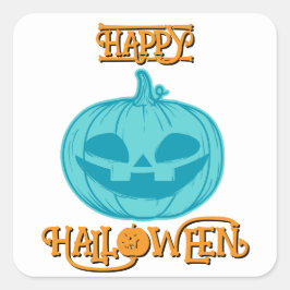 Teal Pumpkin Happy Halloween Square Sticker スクエアシール