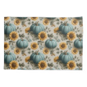 Teal Pumpkins and Golden Sunflowers 枕カバー (裏面)