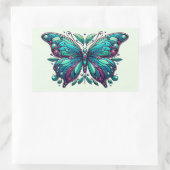 Teal & Purple Butterfly 4 長方形シール (バッグ)