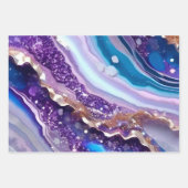 Teal Purple Galaxy Agate Marble Pattern ラッピングペーパーシート (正面3)