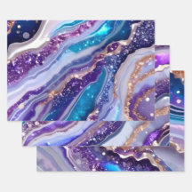 Teal Purple Galaxy Agate Marble Pattern