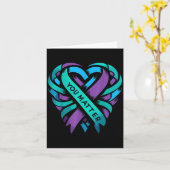Teal Purple Heart You Suicide Prevention Awareness カード (黄色い花)
