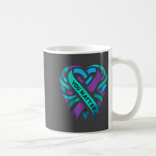 Teal Purple Heart You Suicide Prevention Awareness コーヒーマグカップ (右)