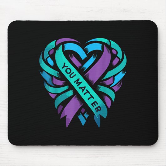Teal Purple Heart You Suicide Prevention Awareness マウスパッド (正面)