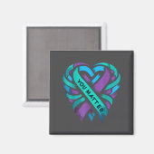 Teal Purple Heart You Suicide Prevention Awareness マグネット (正面/裏面)