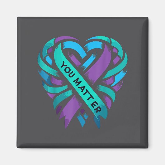 Teal Purple Heart You Suicide Prevention Awareness マグネット (正面)