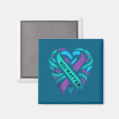 Teal Purple Heart You Suicide Prevention Awareness マグネット (正面/裏面)