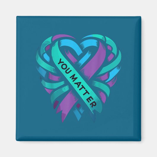 Teal Purple Heart You Suicide Prevention Awareness マグネット (正面)