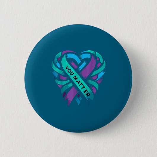 Teal Purple Heart You Suicide Prevention Awareness 缶バッジ (正面)