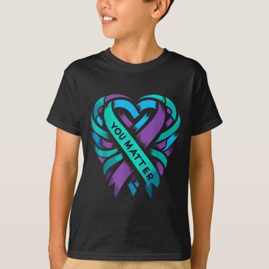 Teal Purple Heart You Suicide Prevention Awareness Tシャツ (正面)