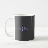 Teal Purple Heartbeat Semicolon Suicide Prevention コーヒーマグカップ (左)