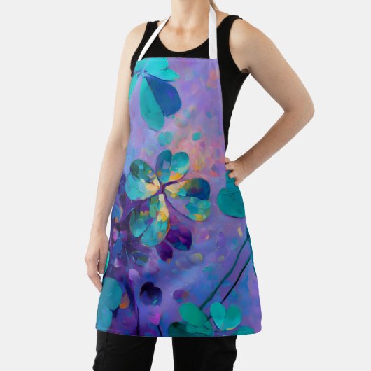 Teal & Purple Lucky Clover Art Apron エプロン (インサイチュ)