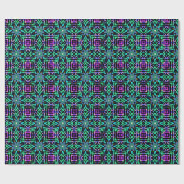 Teal, Purple & Pink Kaleidoscope Fractal Pattern ラッピングペーパー