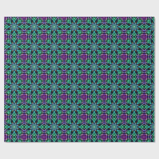 Teal, Purple & Pink Kaleidoscope Fractal Pattern ラッピングペーパー (フラット)