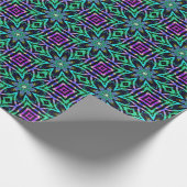 Teal, Purple & Pink Kaleidoscope Fractal Pattern ラッピングペーパー (角)