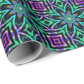 Teal, Purple & Pink Kaleidoscope Fractal Pattern ラッピングペーパー (ロールコーナー)