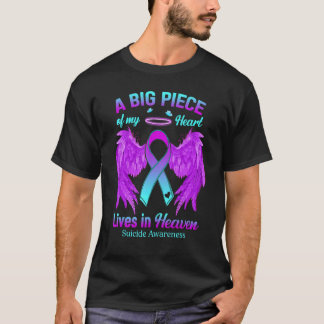 Teal Purple Ribbon Angel Wing Suicide Awareness Me Tシャツ