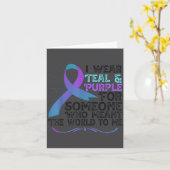 Teal Purple Ribbon For Suicide Prevention Awarenes カード (黄色い花)