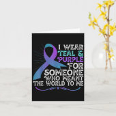 Teal Purple Ribbon For Suicide Prevention Awarenes カード (黄色い花)