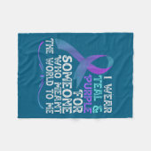 Teal Purple Ribbon For Suicide Prevention Awarenes フリースブランケット (正面(横))
