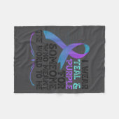 Teal Purple Ribbon For Suicide Prevention Awarenes フリースブランケット (正面(横))