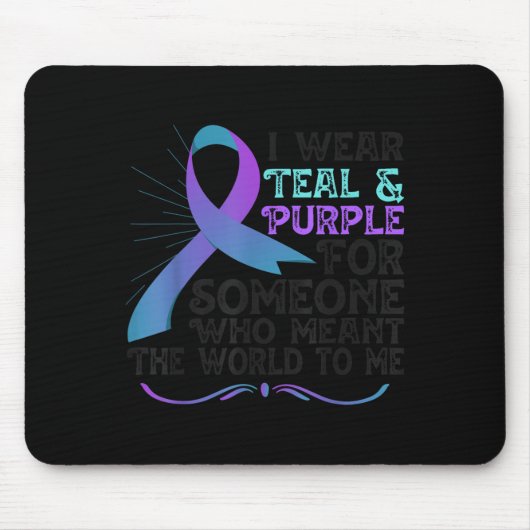 Teal Purple Ribbon For Suicide Prevention Awarenes マウスパッド (正面)