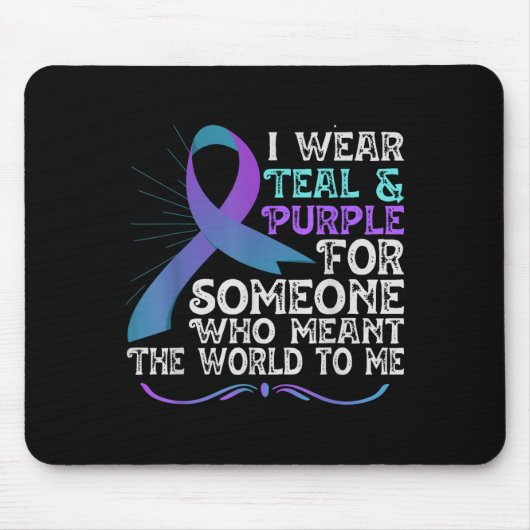 Teal Purple Ribbon For Suicide Prevention Awarenes マウスパッド (正面)
