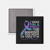 Teal Purple Ribbon For Suicide Prevention Awarenes マグネット (正面/裏面)