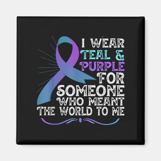 Teal Purple Ribbon For Suicide Prevention Awarenes マグネット (正面)