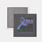 Teal Purple Ribbon For Suicide Prevention Awarenes マグネット (正面/裏面)