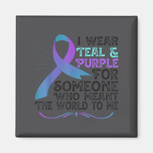 Teal Purple Ribbon For Suicide Prevention Awarenes マグネット (正面)