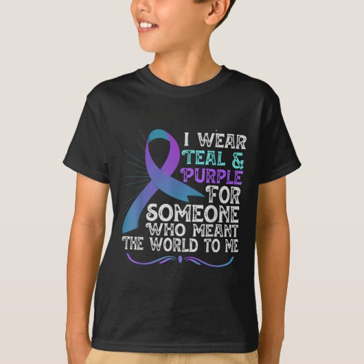 Teal Purple Ribbon For Suicide Prevention Awarenes Tシャツ (正面)