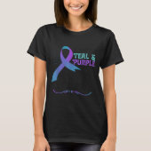 Teal Purple Ribbon For Suicide Prevention Awarenes Tシャツ (正面)