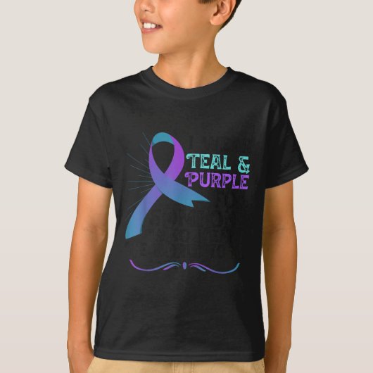 Teal Purple Ribbon For Suicide Prevention Awarenes Tシャツ (正面)