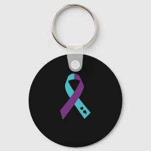 Teal Purple Ribbon Semicolon Suicide Prevention キーホルダー