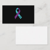 Teal Purple Ribbon Semicolon Suicide Prevention 名刺 (正面/裏面)