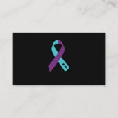 Teal Purple Ribbon Semicolon Suicide Prevention 名刺 (正面)