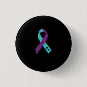 Teal Purple Ribbon Semicolon Suicide Prevention 缶バッジ
