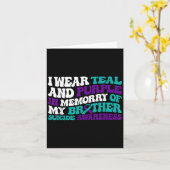 Teal Purple Ribbon Suicide Awareness Brother Aware カード (黄色い花)