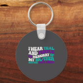 Teal Purple Ribbon Suicide Awareness Brother Aware キーホルダー (正面)