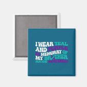 Teal Purple Ribbon Suicide Awareness Brother Aware マグネット (正面/裏面)