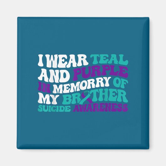 Teal Purple Ribbon Suicide Awareness Brother Aware マグネット (正面)