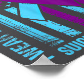 Teal Purple Ribbon Suicide Awareness Flag Brother ポスター (角)