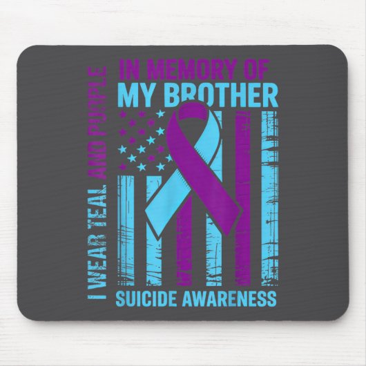 Teal Purple Ribbon Suicide Awareness Flag Brother  マウスパッド (正面)