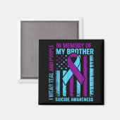 Teal Purple Ribbon Suicide Awareness Flag Brother マグネット (正面/裏面)