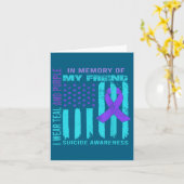 Teal Purple Ribbon Suicide Awareness Flag Freind B カード (黄色い花)